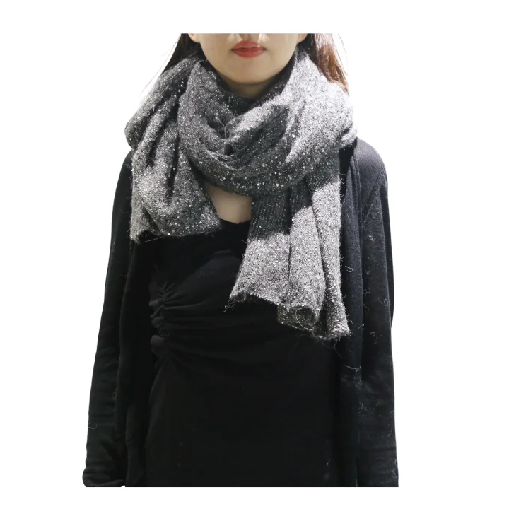 AM011-2 sequins yarn knitted scarf