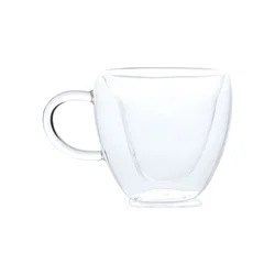 8.5 Ounces Borosilicate Heart Shaped Tea Cup Double Wall Insulated Clear Glass Tea and Coffee Cup