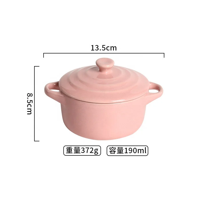 European Style Two Ear Soup Bowl Set Light Luxury Microwave Ceramic Baking Bowl Creative Ceramic Soup Bowl With Lid