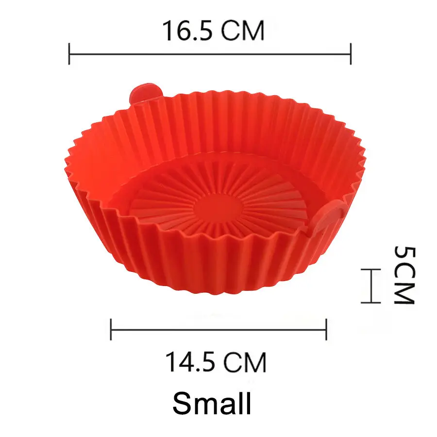 Food Safe BPA Free 8 inch Oven Accessories Reusable Air Fryer Silicone Pot Liners With Handle Silicone Basket For Air Fryer