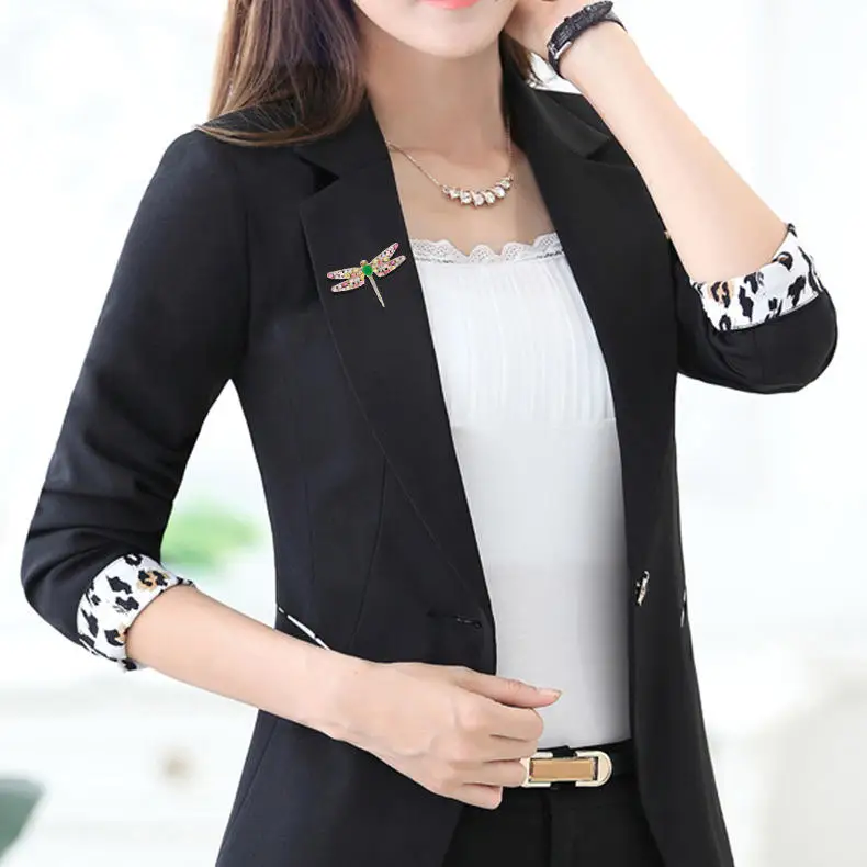Trendy fashion  color zircon temperament corsage pin Copper Rhinestone Dragonfly Brooch