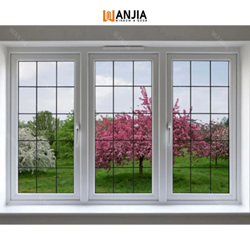WANJIA Latest Design PVC Windows Plastic Window Soundproof Upvc Residential French Casement Windows