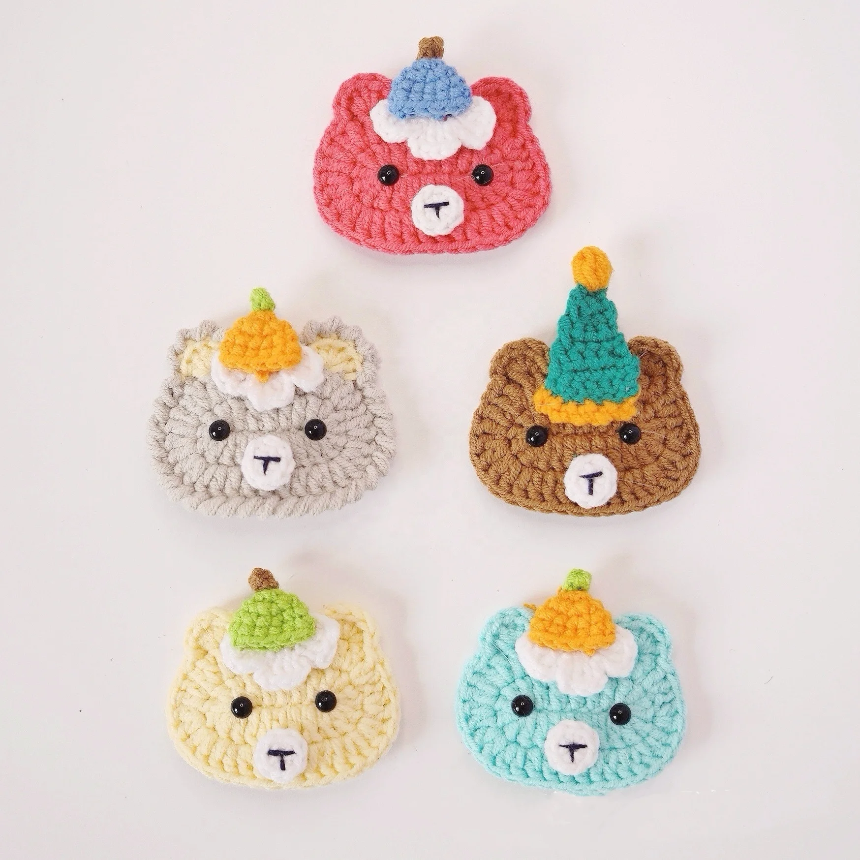 Cute Sweet Bear Wool Clip Kids Girls Hairpins Hairgrips Knitted Bear Hairclips Crochet Hair Clips for Girls Cartoon Hair Pins