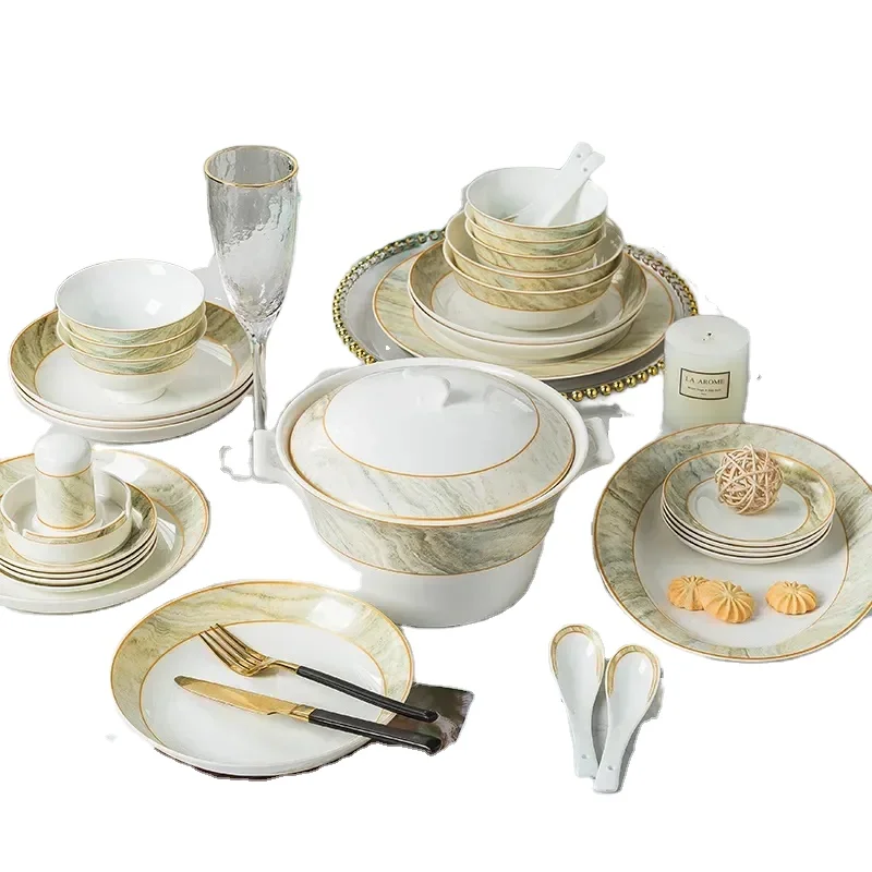 Wholesale 16-Pcs European Fine Ceramic Stoneware Dinner Set Disposable Tableware Tableware and Crockery Dinnerware Sets