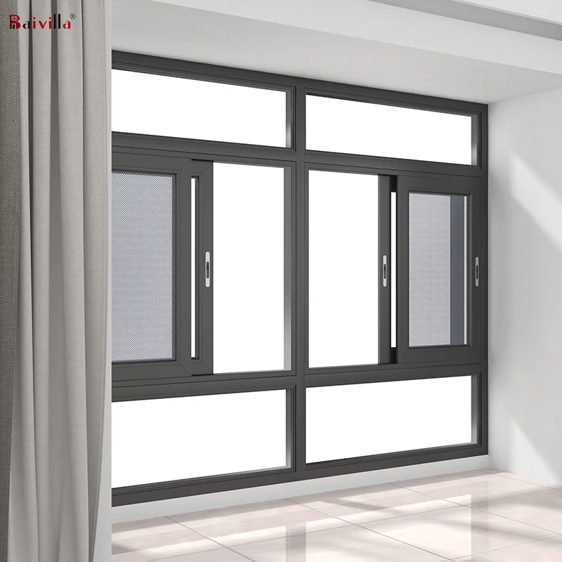 Wholesale Aluminium Glass Foshan Windows and Doors Made in China Minimalist Graphic Design Stainless Steel Horizontal Sliding