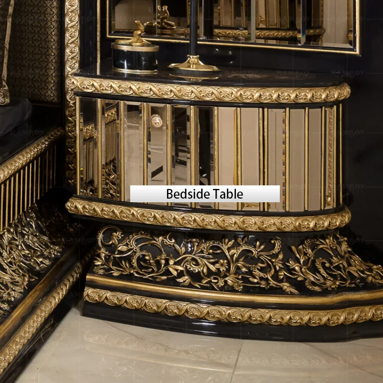 Chuangdian Foshan Factory Customized Luxury Italian Style Classic Bedroom Furniture Set Solid Wood Double King Size Bed