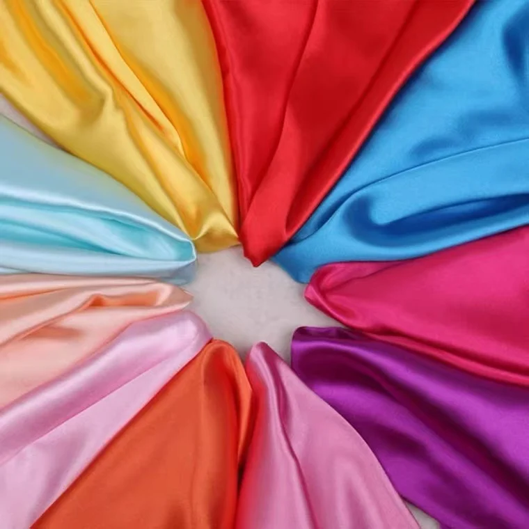 Asian market Wholesale 100% Polyester 75D*150D Shine Silk Fabric Satin Fabric For Dress Wedding