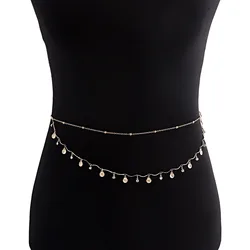 Sexy cool girl simple metal body chain niche scallop zircon all-match belly chain jewelry accessories