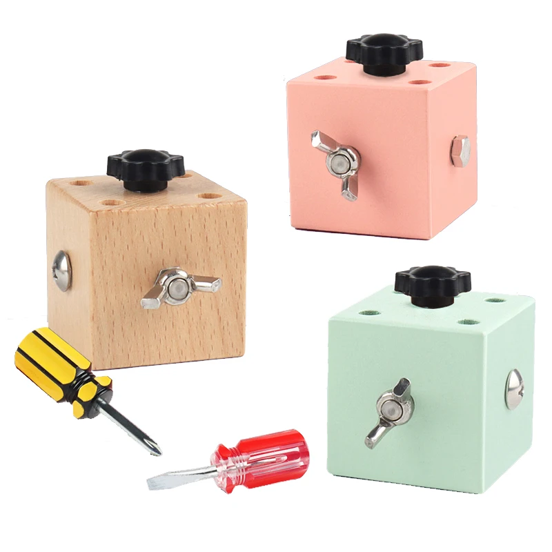 Kids Montesssori Toolbox Busy Board Wooden Tools Screw Bolt Set Toys Repair Tool Educational Toy For Child