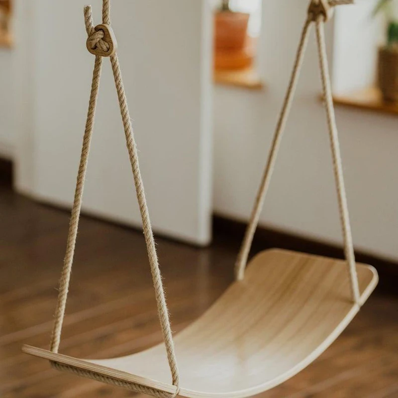 Multi-functional Natural Wooden Kids Playing Furniture Swing Balance Board Swing Set