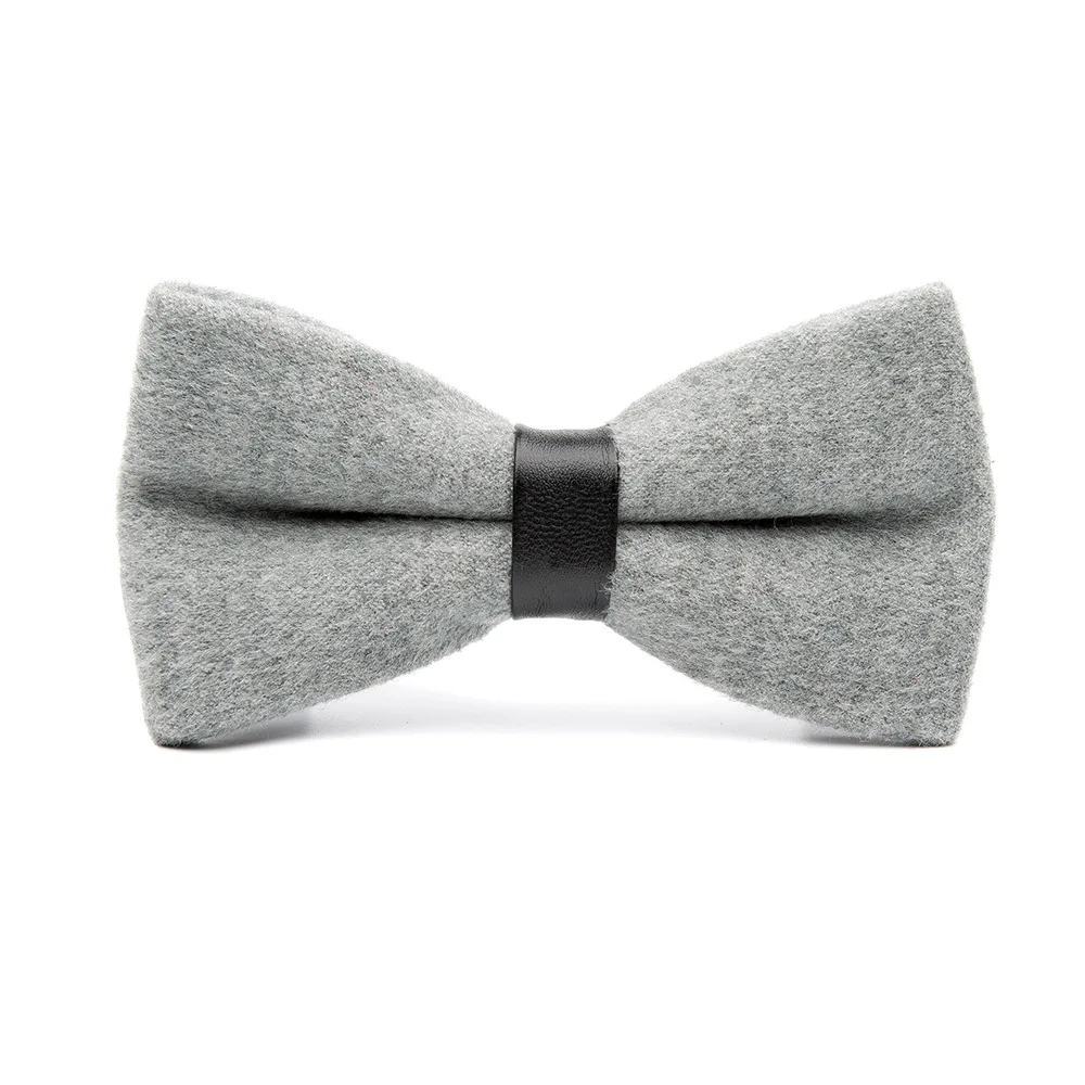 Mens Solid Wool Bowtie 12x6cm Vintage Butterfly Bow ties for Men