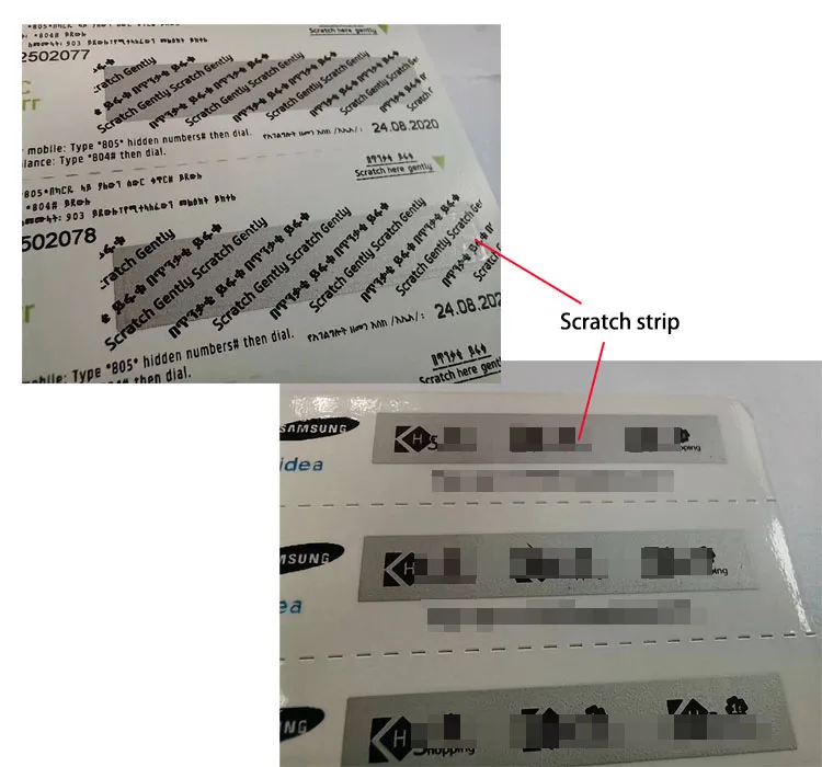 Cell-phone Prepaid Paper Scratch Card Pin Numbers Printed