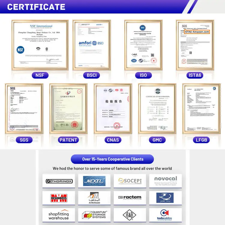 NSF Approval Commercial Industrial 4 Tiers Chrome Factory Plant Metal Adjustable Storage Iron Shelf Rack For Sale