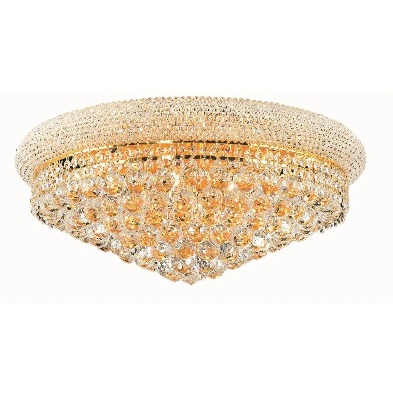 Elegant Lighting Primo Royal Cut Gold & Crystal 12-Light 24' Wide Flush Mount Light