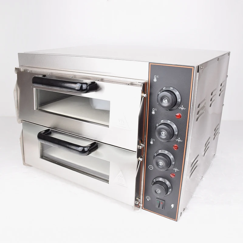 Multifunctional High Efficiency Mechanical Timer Control 2 Decks Electric Pizza Baking Oven