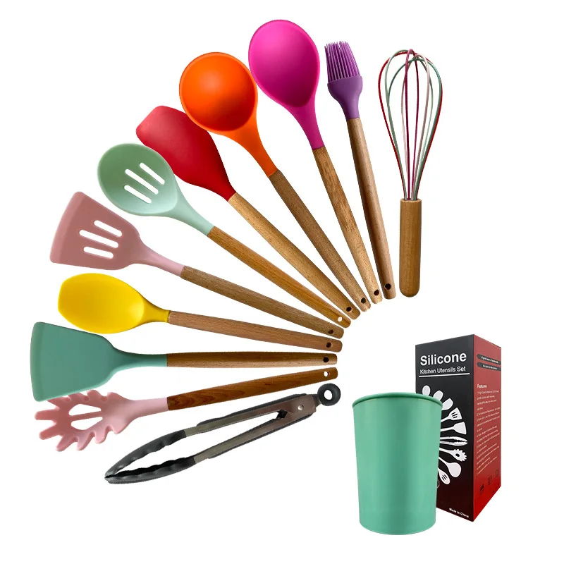 2021 high quality wholesale hot sale kitchenware 12pcs cooking silicone spatula kitchen utensil set