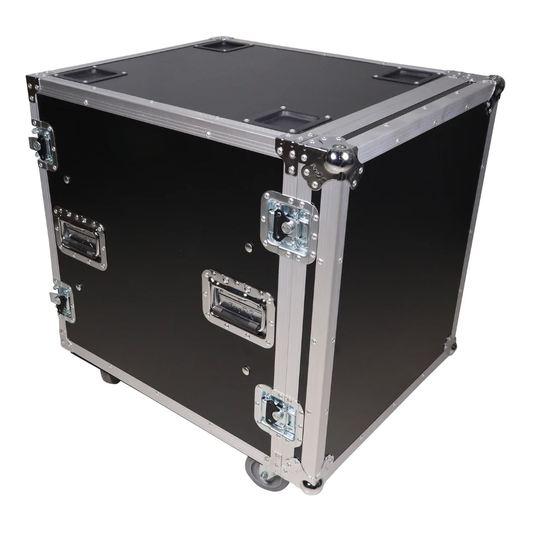Factory Wholesale Custom Size 12U Large Space Shockproof Waterproof Amp Rack 24 Inch Depth ATA Flight Case Wheels Tool Cases