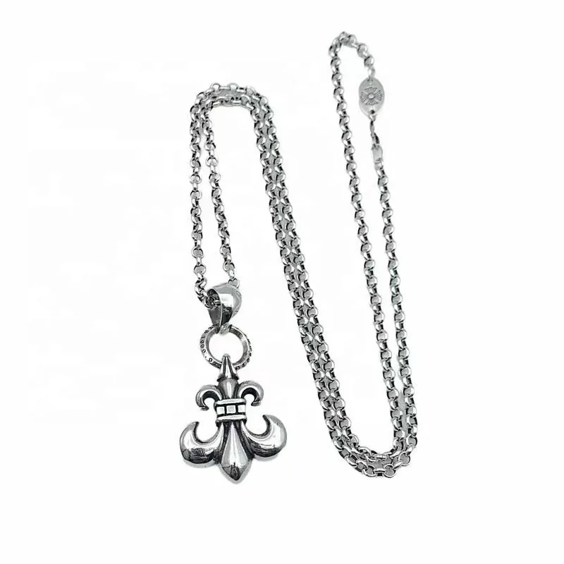 Chrome  vintage  Cross Necklace  Punk Fashion  Anchor  pendant necklace for man