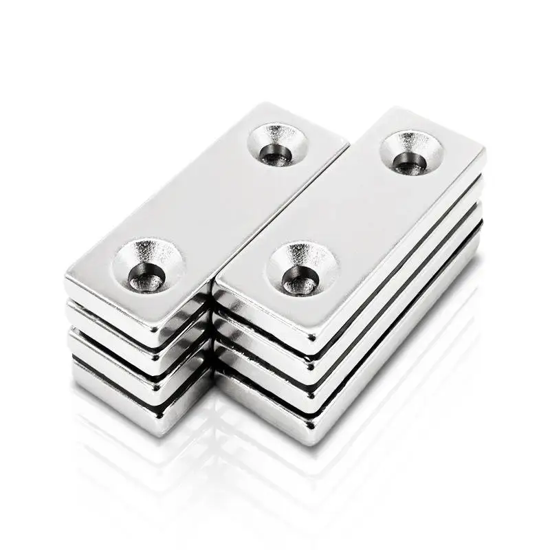 N35 N52 neodymium Permanent rectangle square block cup countersunk hole magnet block countersunk with countersunk hole