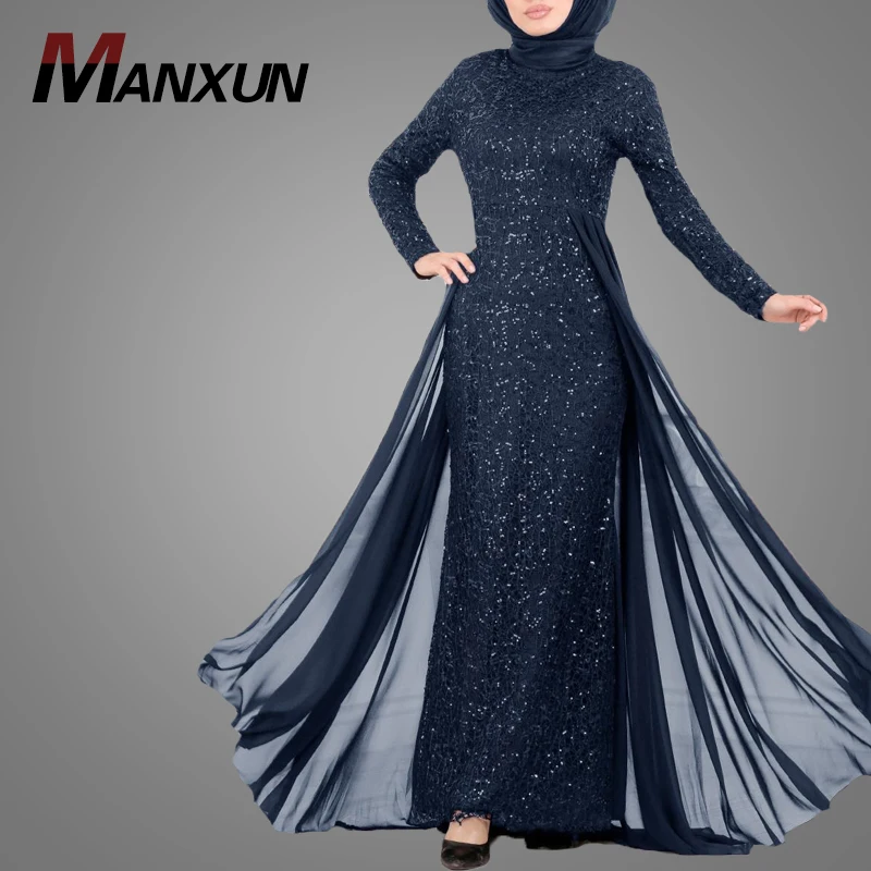 2020 Latest Long Sleeve With Hijab Evening Dresses Muslim Women Long Dress Elegant Abaya