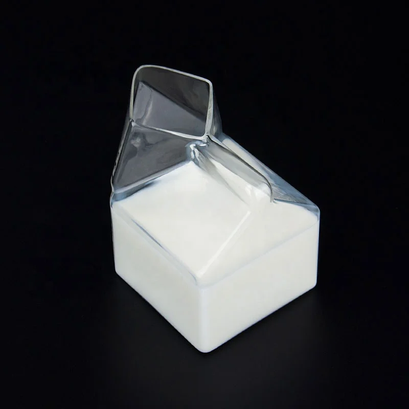 High Borosilicate 350ML Milk Glass Box Shaped Glass Milk carton container Cup Handmade Milk Box