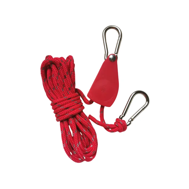 one-way self-locking pulley lifting rope double hook luggage rack binding rope tensioner tent ratchet reflective guyline camping