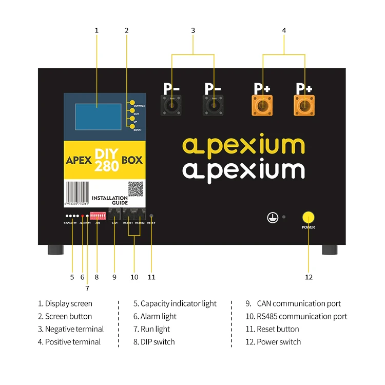 EU Stock Diy 280Ah 48V Lifepo4 Battery Box 280Ah Lifepo4 Battery pack Battery Box Diy Kit Including Bms And Lcd Screen