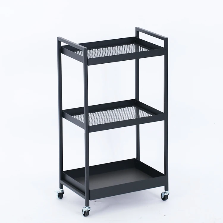 Home Furniture Metal Rolling Organization Rack Square Storage Utility Cart Trolley Shelves Tray With Casters