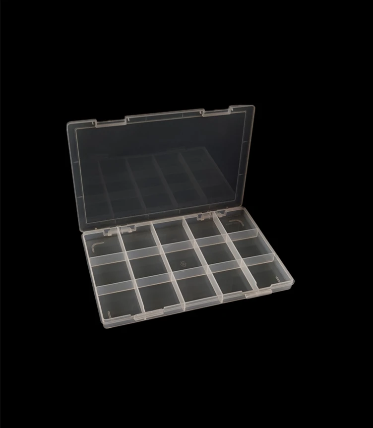 15 Slots Transparent Plastic Jewelry Organizer Box Compartment Storage Container for Bead Rings Jewelry Display Organizer