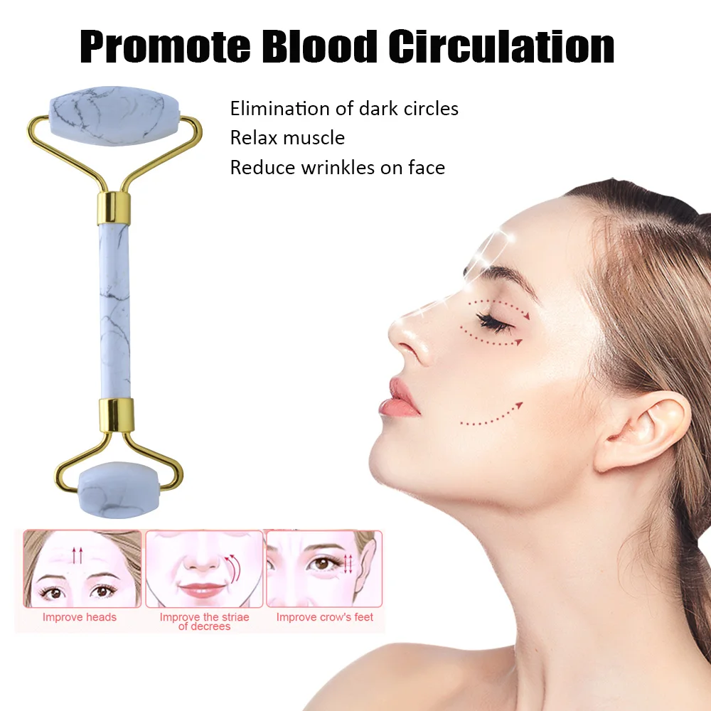 Pura original rose quartz noiseless white turquoise roller for jade roller face facial skin care tool anti-aging jaspe picasso