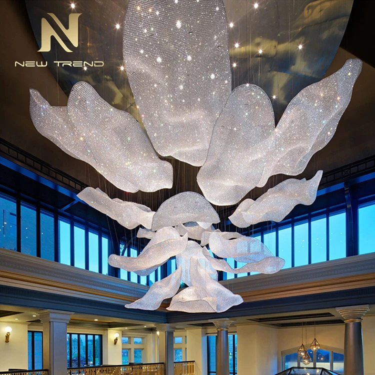 Art Design Ballroom Hotel Lobby Hall Decoration Project Lighting Ceiling Large Crystal Chandelier