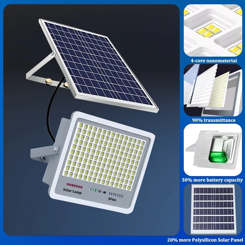 Solar Light Outdoor Lighting Waterproof IP67 Wall lights Lamp 100W LED Solar Spotlight With Solar Panel