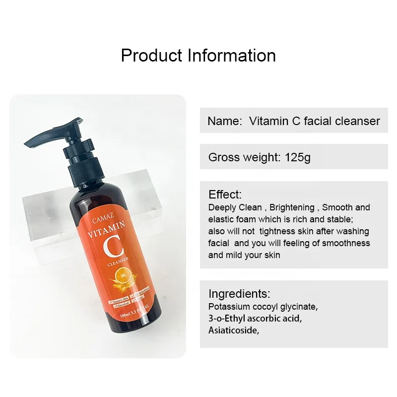 OEM Natural Organic Wash Foam Deeply Clean Facial Cleanser Brightening Face Skin Orange Smell For Women