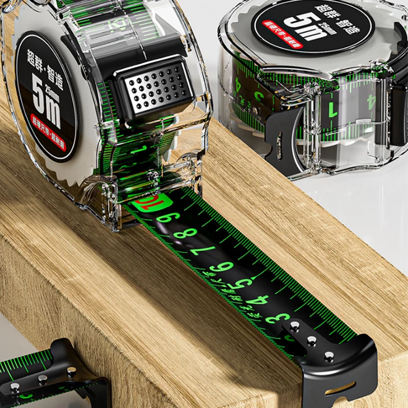 Thickened Film-coated Durable Measuring Tool Tape Single Sided Brake Fluorescent Automatic Tape Measure