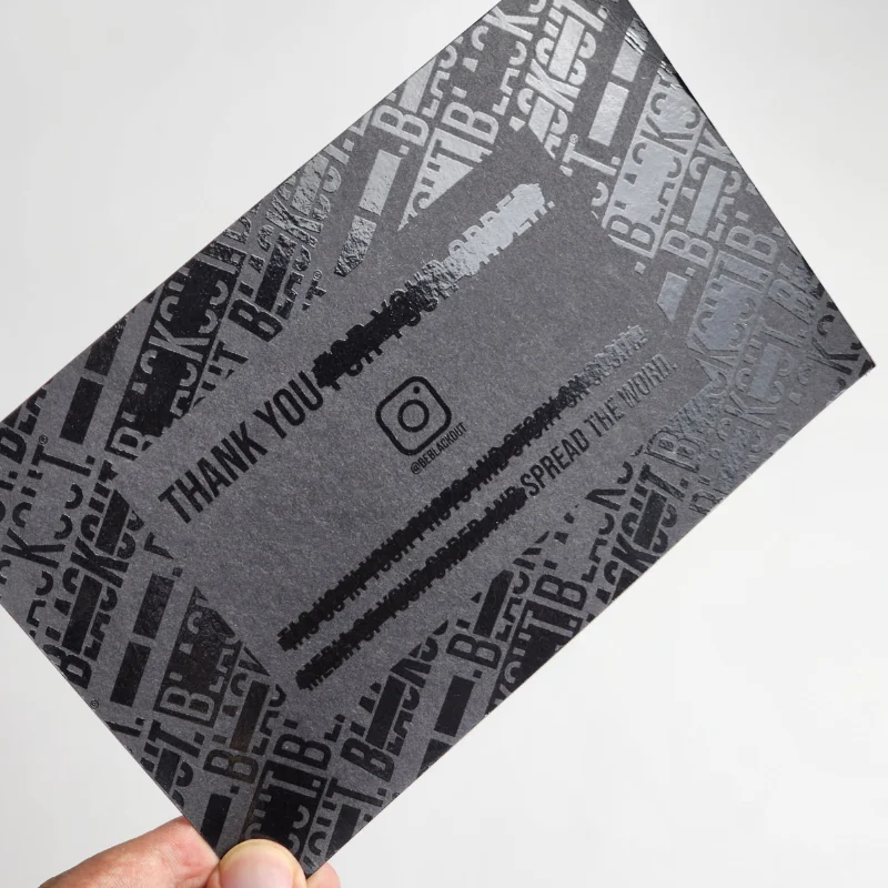 Wholesale Custom Spot UV Printing Black Card Thank You Card Envelope for Gift Greeting Card Packaging