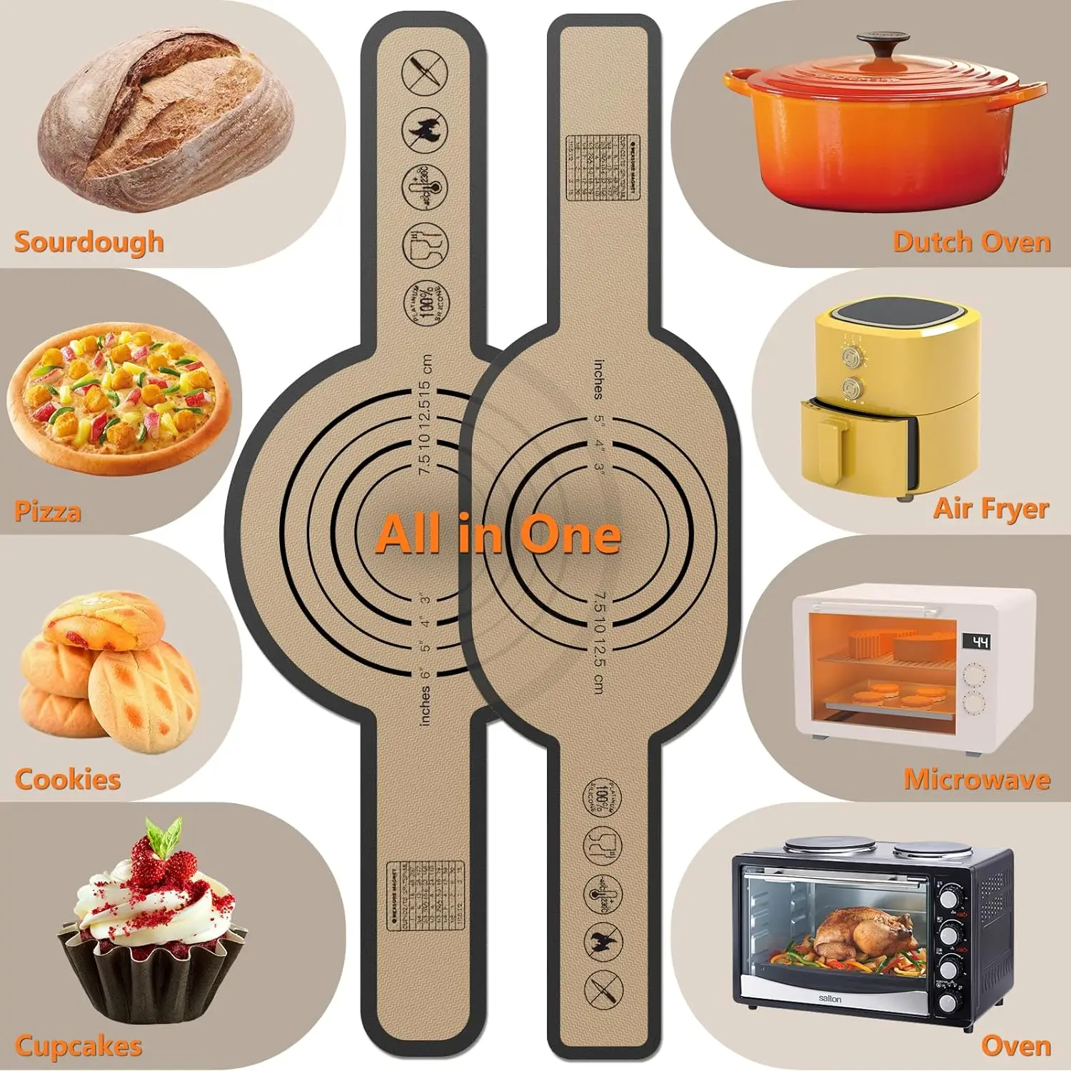 2024 Hot Selling Nonstick Silicone Baking Mat Silicone Bread Sling for Dutch Oven Silicone Baking Pastry Non Stick Mat