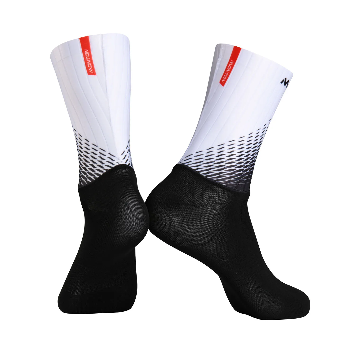 MONTON Custom Aero grip Mid Calf Cycling Socks Mens Women Wholesale Sports Running Crew High Stretch Bike Socks