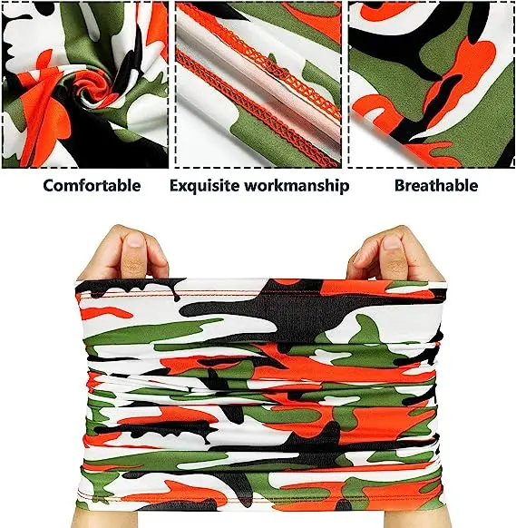 Customized Multifunctional Fishing Neck Gator Elastic Face Neck Gaiter Seamless Rpet Polyester Bandana Buffs With Logo Print