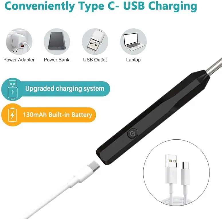 Ear Wax Removal Tool  high-Definition Otoscope,with 6 LED Lights  Suitable for iOS iPad Android