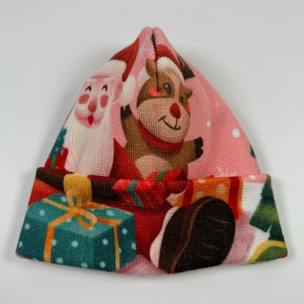Custom all over pattern cuffed hats High quality youth winter caps christmas gift ideas Fashion sublimation custom beanie print