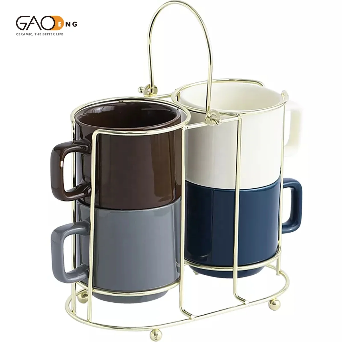 Newest stackable coffee mug with rack collapsible coffee cup