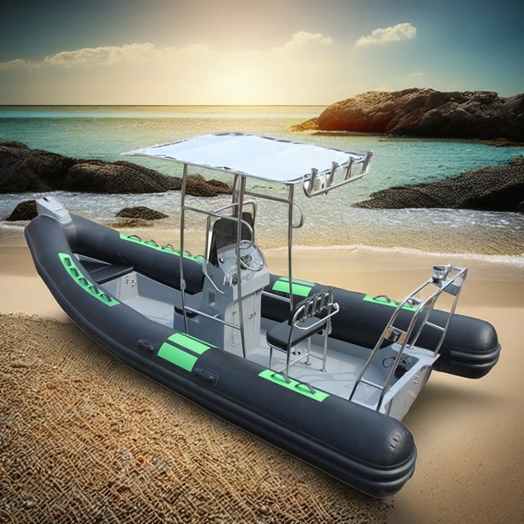 CE Certified Rib 580 Chinese Fiberglass Hull Inflatable Yacht Electric Motor Surfing Fishing PVC Hypalon Outboard Included
