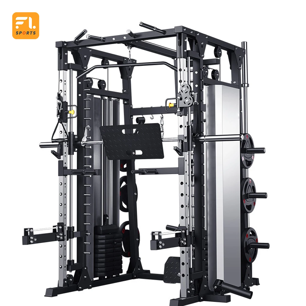 Commercial Squat Rack Combo Home Gym Equipment Multi Functional Trainer Power Safe Squat Rack Smith Machine