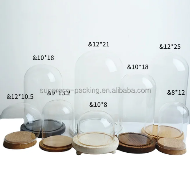 Manufacturers Wholesale Glass Dome Candle Dust Cover Immortal Flower Glass Cover Dry Flower Handmade Transparent Glass Cover