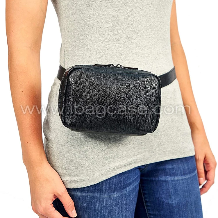 Custom Travel Leather Diabetes Belt Bag for Insulin Pens