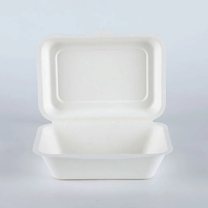Popular Biodegradable Sugarcane Clamshell Lunch Bagasse Burger Box