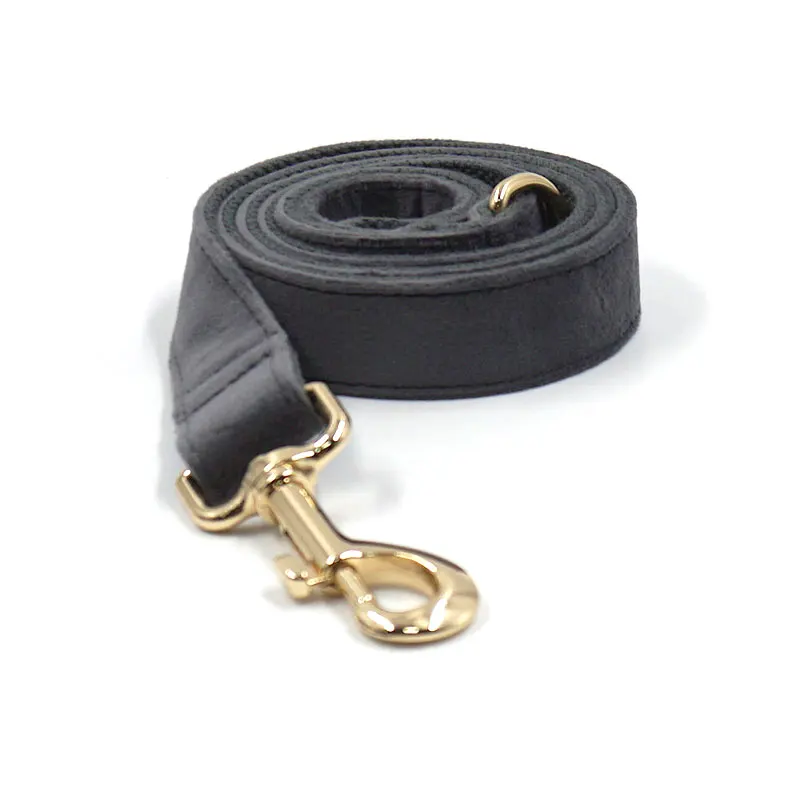 2024 new products ideas fashion adjustable dog harness high quality cute dark grey velvet designer harness for dogs pet leashes