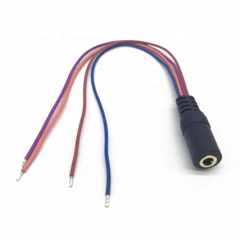 gold plating 3.5mm jack TRRS female to Tail tin plating 4 pole PVC aux audio cable