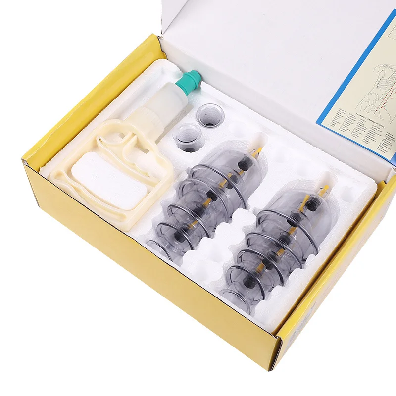 ABC 12pcs Gray Chinese Plastic Facial Cupping Therapy Massage Set Ventouse hijama Cuping Cups Vacuum Cans