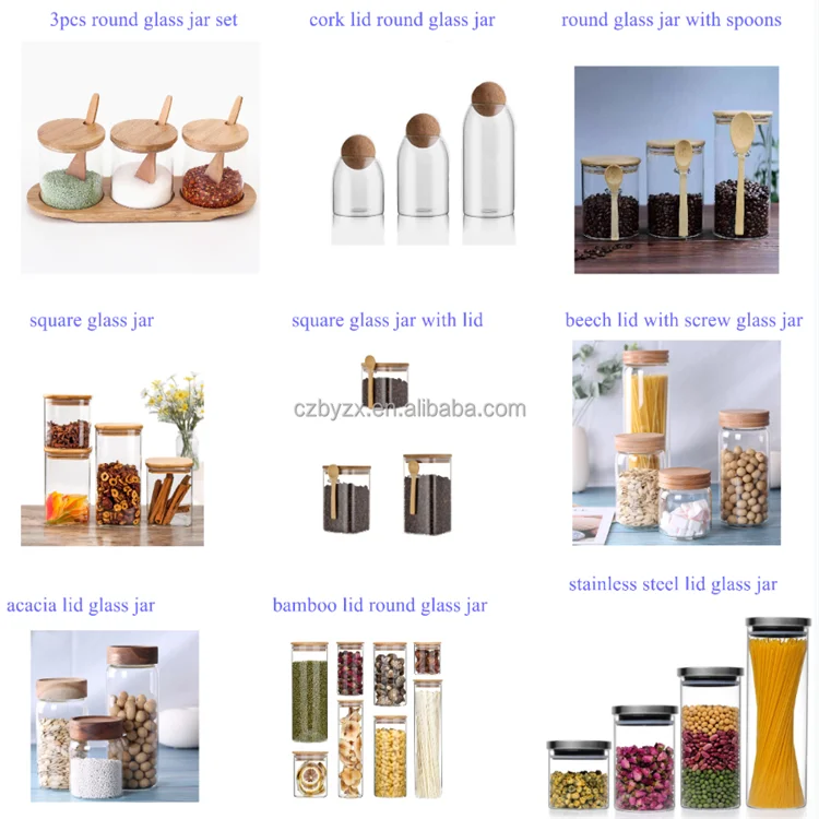 Bottom Price Sales Borosilicate Cookie Candy Honey Food Glass Storage Jar With Airtight Bamboo Lid Storage Tank